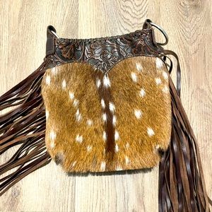 Designer Custom Leather Axis Fringe Purse